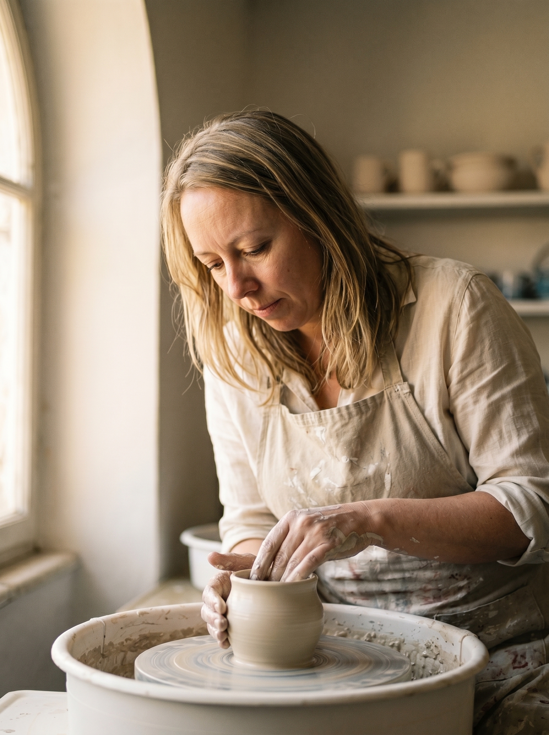 Studio portrait, soft window light
